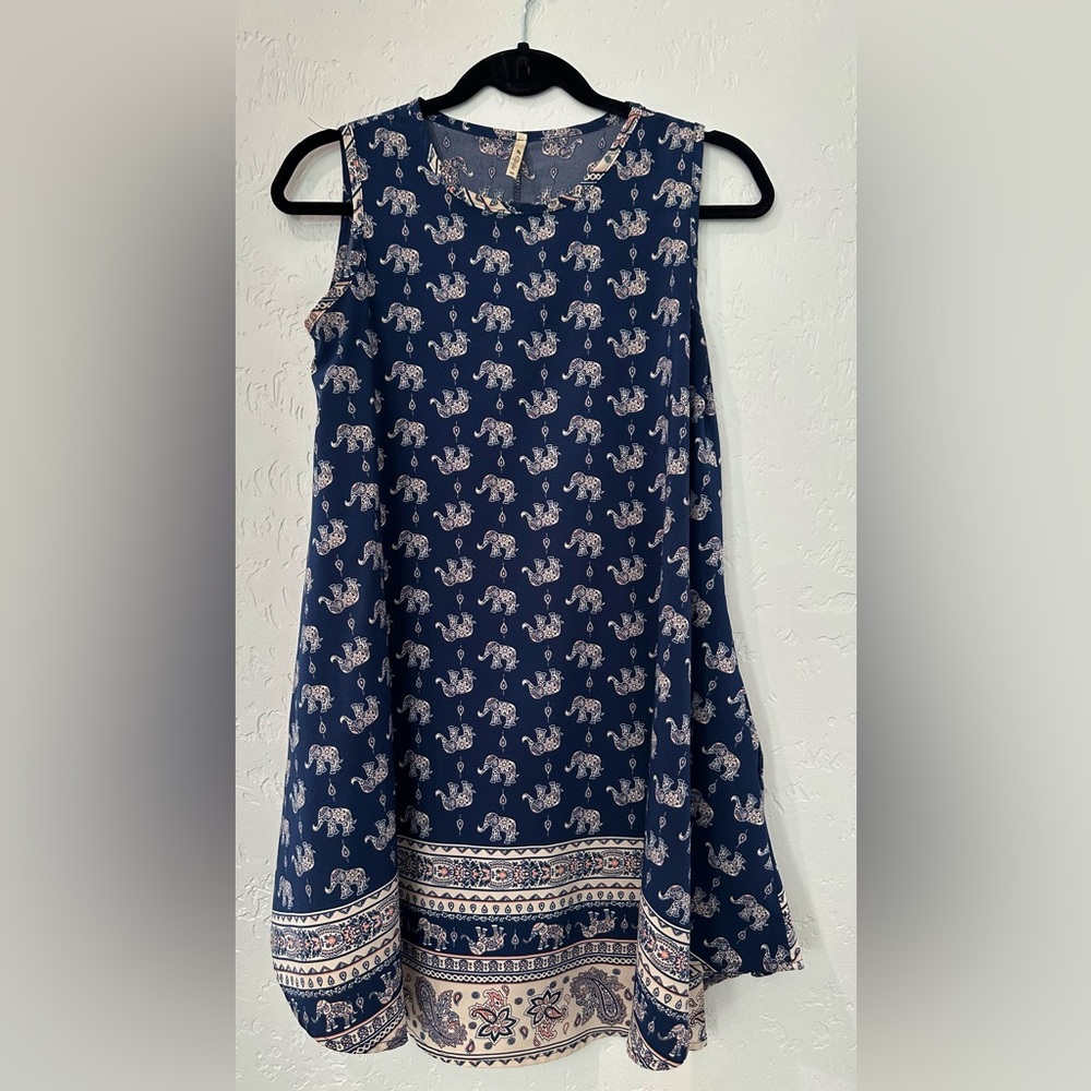 Navy Blue and White A-Line Maxi Dress for Resort Wear